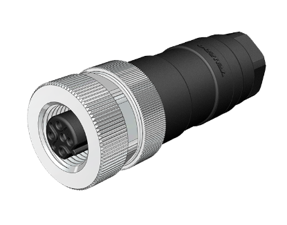 M12 B Code 4 Pin Dişi Düz Konnektör - Velledq M12-BF04T