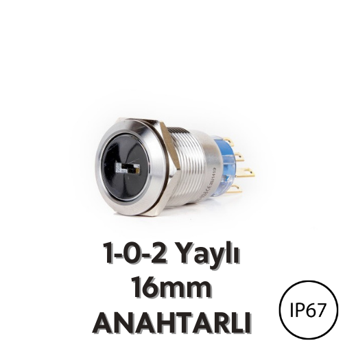 J16-712-1-E Metal Anahtarlı 16mm Yaylı 1-0-2 Buton