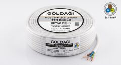 Göldağı 3x1.5 Beyaz TTR Kablo H05VV-F 3G1.5 mm² %100 Bakır