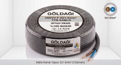 Göldağı 2x1.5 Siyah TTR Kablo H05VV-F 2G1.5 mm² %100 Bakır