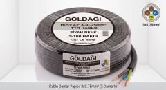 Göldağı 3x0.75 Siyah TTR Kablo H05VV-F 3G0.75 mm² %100 Bakır
