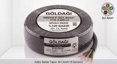 Göldağı 5x1.5 Siyah TTR Kablo H05VV-F 5G1.5 mm² %100 Bakır