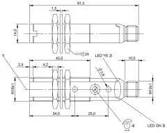 Balluff BLE 18KF-PA-1PP-S4-C Karşılıklı Tip Alıcı Sensör PNP BOS00CK