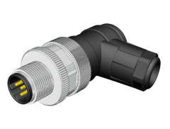 M12 B Code 5 Pin Erkek Açılı 90° Konnektör - Velledq M12-BM05S