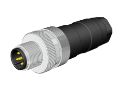 M12 B Code 4 Pin Erkek Düz Konnektör - Velledq M12-BM04T