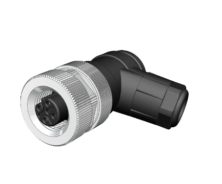 M12 B Code 4 Pin Dişi 90° Açılı Konnektör - Velledq M12-BF04S