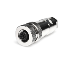M12P-F04T - M12 4 Pin Dişi Düz Metal Konnektör - Velledq