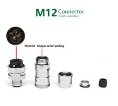 M12P-M04T - M12 4 Pin Erkek Düz Metal Konnektör - Velledq