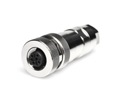 M12P-F05T - M12 5 Pin Dişi Düz Metal Konnektör - Velledq