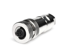 M12P-F05T - M12 5 Pin Dişi Düz Metal Konnektör - Velledq