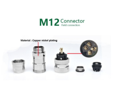 M12P-F05T - M12 5 Pin Dişi Düz Metal Konnektör - Velledq