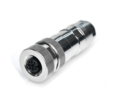 M12P-F08T - M12 8 Pin Dişi Düz Metal Konnektör - Velledq