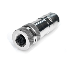 M12P-F08T - M12 8 Pin Dişi Düz Metal Konnektör - Velledq