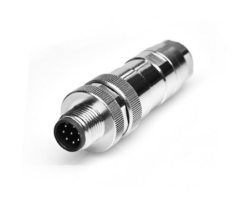 M12P-M08T - M12 8 Pin Erkek Düz Metal Konnektör - Velledq