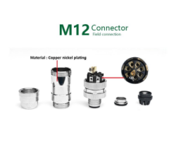 M12P-M08T - M12 8 Pin Erkek Düz Metal Konnektör - Velledq