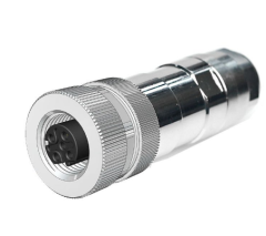M12 D Code 4 Pin Dişi Düz Metal Konnektör - Velledq M12P-DF04T