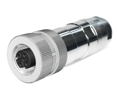 M12 D Code 5 Pin Dişi Düz Metal Konnektör - Velledq M12P-DF05T