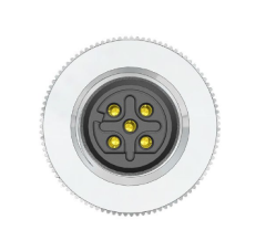 M12 D Code 5 Pin Dişi Düz Metal Konnektör - Velledq M12P-DF05T