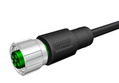 M12 4 Pin Dişi Düz 5 Mt. Kablolu Konnektör - Sensör Kablosu Velledq M12-F04T-5.0PVC/BK