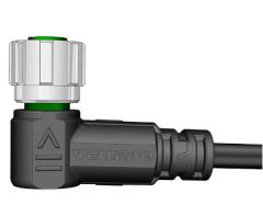 M12 5 Pin Dişi 90° Açılı 5 Mt. Kablolu Konnektör - Sensör Kablosu Velledq M12-F05T-5.0PVC/BK