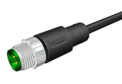 M12 8 Pin Erkek Düz 5 Mt. Kablolu Konnektör - Sensör Kablosu Velledq M12-M08T-5.0PVC/BK