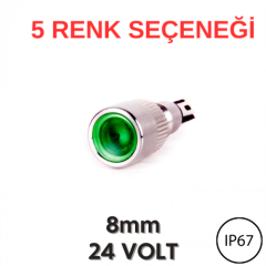 J8-160P 8mm Çıkık Kafa Metal Sinyal Lambası (6-24VDC) (IP67)