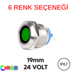 J19-170P 19mm Yassı Kafa LED Metal Sinyal Lambası (6-24V AC/DC) (IP67)