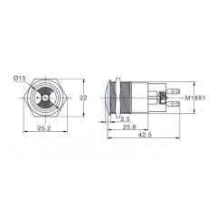 J19-BZL 19mm Metal Kırmızı LED Işıklı Buzzer (6-24V DC) (IP67)