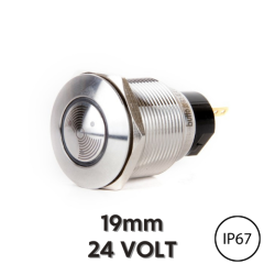 J19-BZL 19mm Metal Kırmızı LED Işıklı Buzzer (6-24V DC) (IP67)