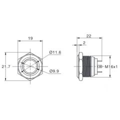 EJ16-271P 16mm LED Metal Yaylı Butonlar (IP67) (Dirençli)