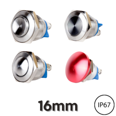 EJ16-211/21/31/41 16mm Metal Yaylı Işıksız Butonlar (IP67)