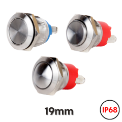EJ19-H 19mm IP68 Metal Yaylı Buton Düz/Çıkık/Bombeli Kafa