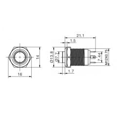 J12-261 12mm LED Çıkık Kafa Metal Yaylı Direnç Kullanımlı Butonlar (24V) (IP67)