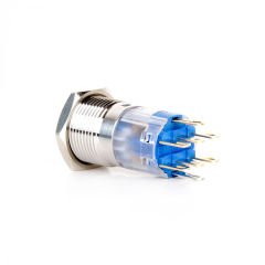 J16-272 16mm LED Düz Kafa Metal Yaylı Butonlar (24V) (IP67)