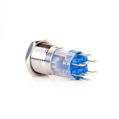 J16-372 16mm LED Düz Kafa Metal Kalıcı Butonlar (24V) (IP67)