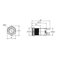 J16-272-E 16mm LED Düz Kafa Metal Yaylı LED Butonlar (220V) (IP67)