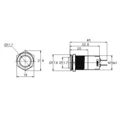 J16-261 16mm LED Çıkık Kafa Metal Yaylı Butonlar (24V) (IP67)