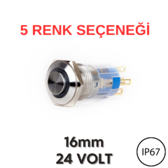 J16-361 16mm Çıkık Kafa Metal Kalıcı Butonlar (24V) (IP67)