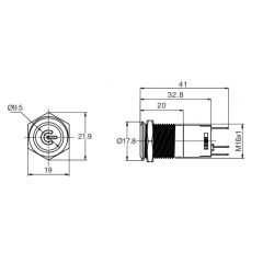 J16-372-P 16mm Power Logo Düz Kafa Butonlar (24V) (IP67)
