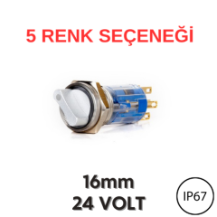 J16-472 16mm 0-1 Yaylı Mandal LED Butonlar (24V) (IP67)
