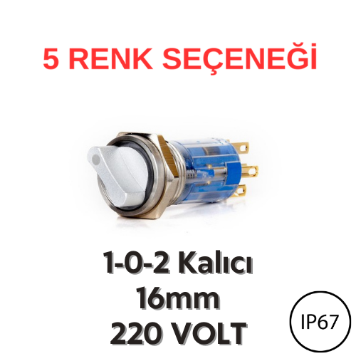 J16-572 16mm 1-0-2 Kalıcı Mandal LED Butonlar (220V) (IP67)