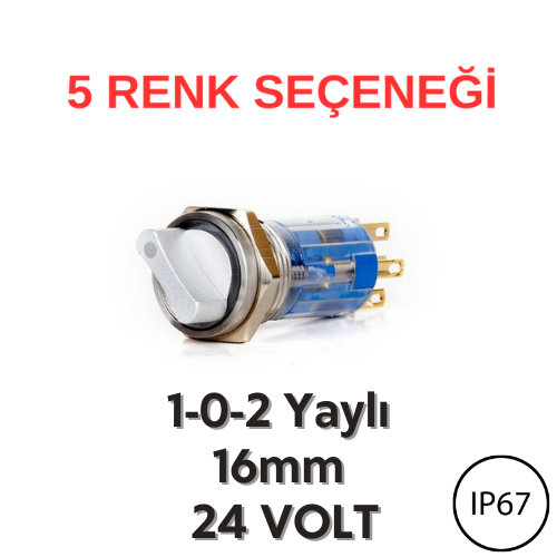 J16-572 16mm 1-0-2 Yaylı Mandal Butonlar (24V) (IP67)
