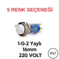 J16-572 16mm 1-0-2 Yaylı Mandal LED Butonlar (220V) (IP67)