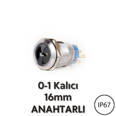 J16-612-2-E Metal Anahtarlı 16mm 0-1 Kalıcı Anahtarlı Buton IP67