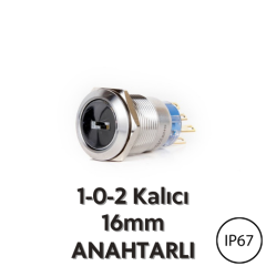 J16-712-2-E Metal Anahtarlı 16mm 1-0-2 Kalıcı Anahtarlı Buton