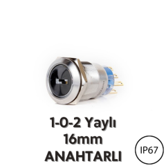 J16-712-1-E Metal Anahtarlı 16mm Yaylı 1-0-2 Buton