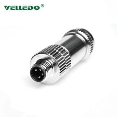 M8P-M04T - M8 4 Pin Erkek Düz Metal Konnektör - Velledq