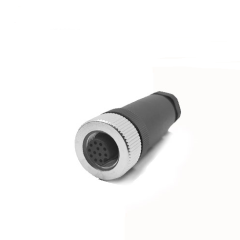 M12-F12T - M12 12 Pin Dişi Düz Konnektör - Velledq