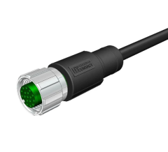 M12 17 Pin Dişi Düz 10 Mt. Kablolu Konnektör - Sensör Kablosu Velledq M12-F17T-10.0PVC/BK