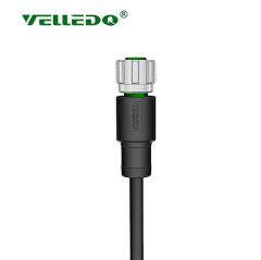 M12 8 Pin Dişi Düz 10 Mt. Kablolu Konnektör - Sensör Kablosu Velledq M12-F08T-10.0PVC/BK
